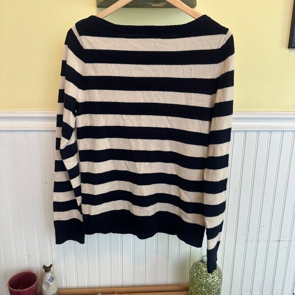 J.Crew Black & Cream Striped Sweater - Wool & Cashmere Blend Pullover - Womens S - Picture 2 of 6